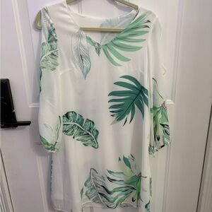 Cold Shoulder Tropical Leaf Print Women's dress